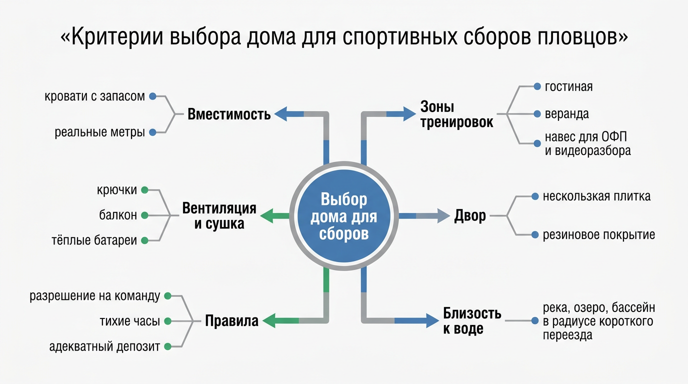 Как выбрать дом для спортивных сборов по плаванию: чек-лист критериев